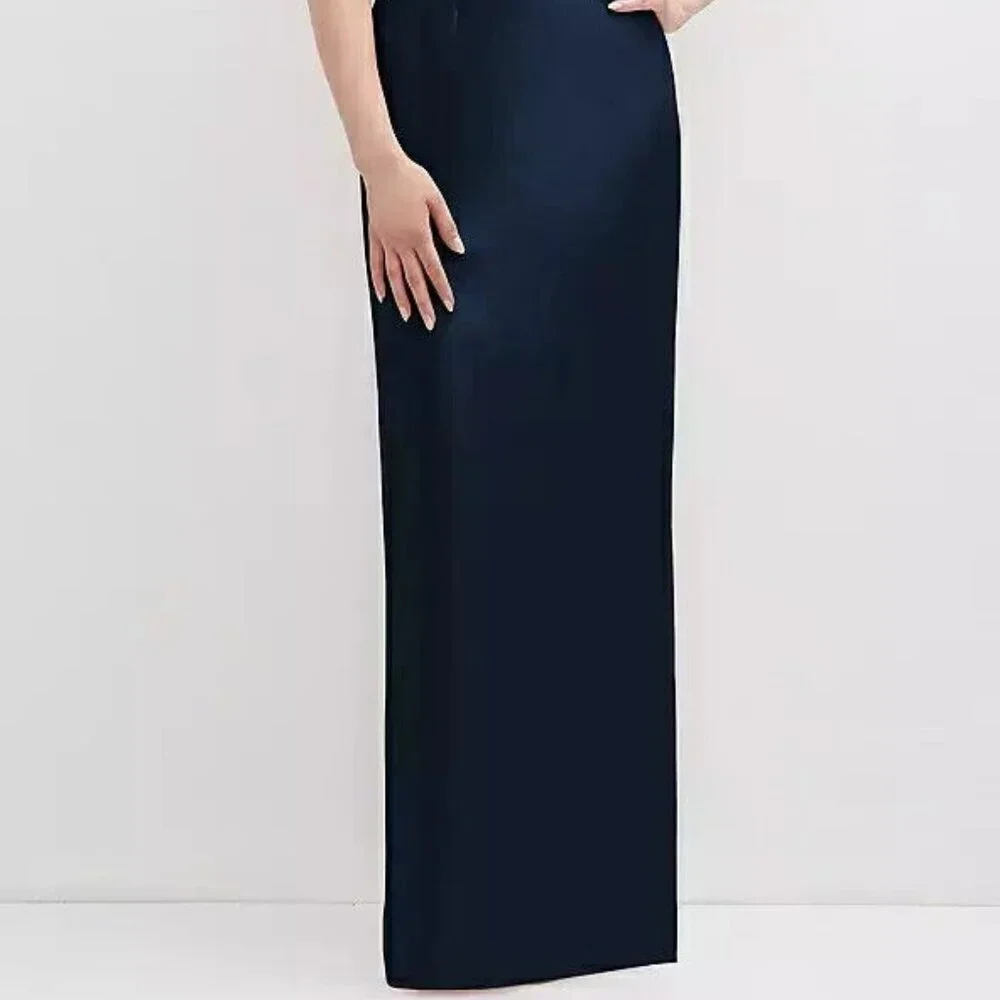 Alfred Sung Midnight Blue Flower One-Shoulder Column Gown D850 - Picture 2 of 6